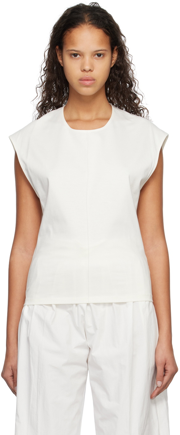 Subtle Le Nguyen White Scoop Neck Tank Top