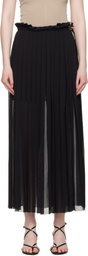 AMI Paris Black Pleated Midi Skirt