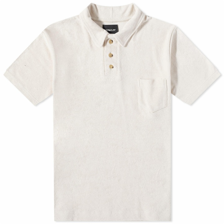 Photo: Howlin by Morrison Men's Howlin' Mr Fantasy Towelling Polo Shirt in White Sand