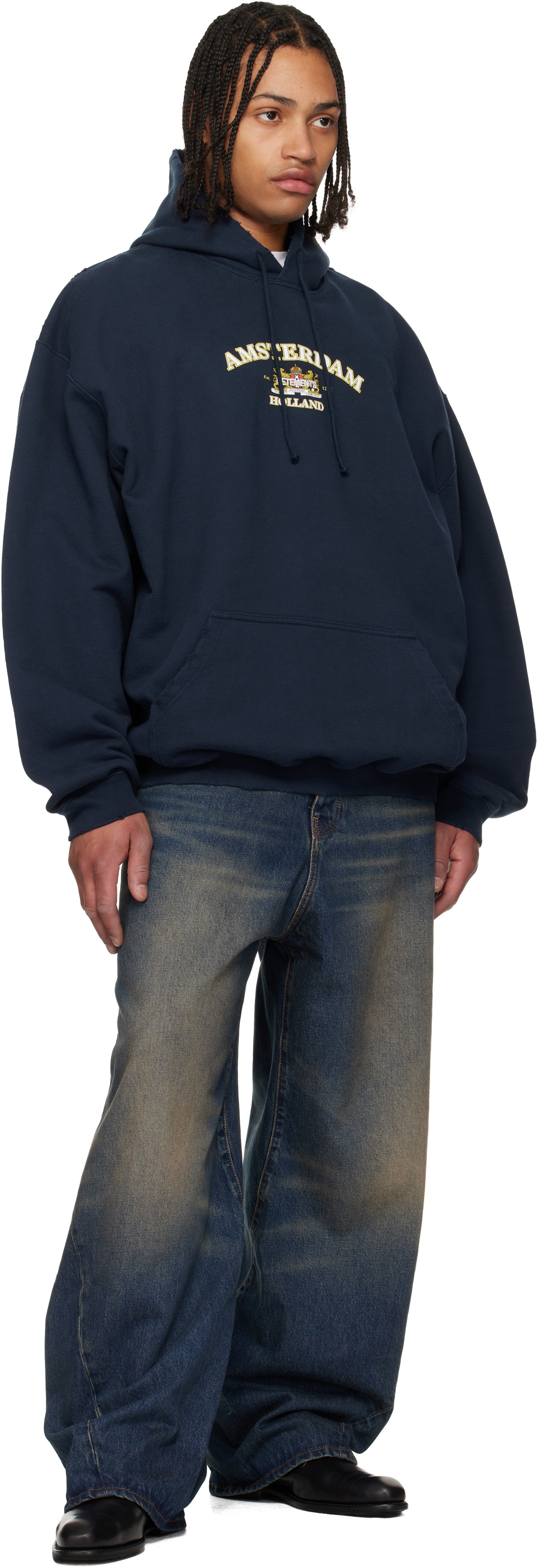 VETEMENTS Navy Holland Tourist Hoodie