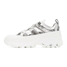 Burberry White and Silver Arthur Story Sneakers