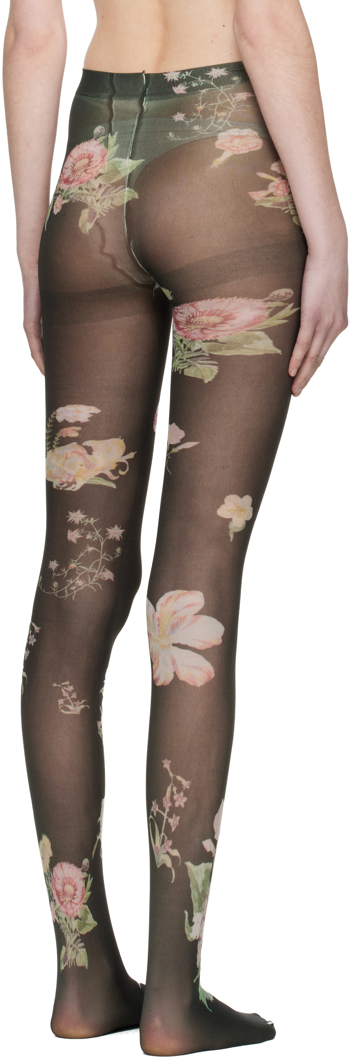 OPEN YY Black Floral Tights