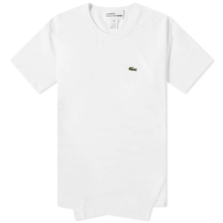 Photo: Comme des Garçons SHIRT Men's x Lacoste Asymmetric T-Shirt in White