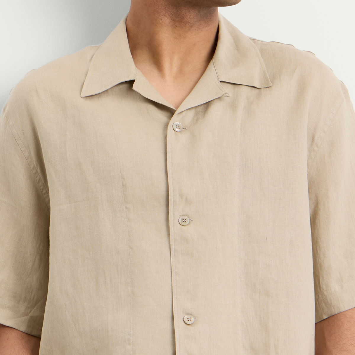 Studio Nicholson Men's Oryn Short Sleeve Shirt in Sand