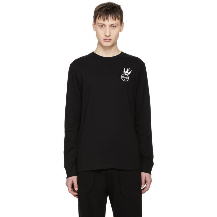 Photo: McQ Alexander McQueen Black Long Sleeve Swallow Badge T-Shirt 