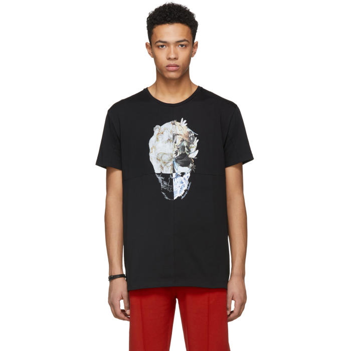 Alexander McQueen Black Split Skull T-Shirt Alexander McQueen