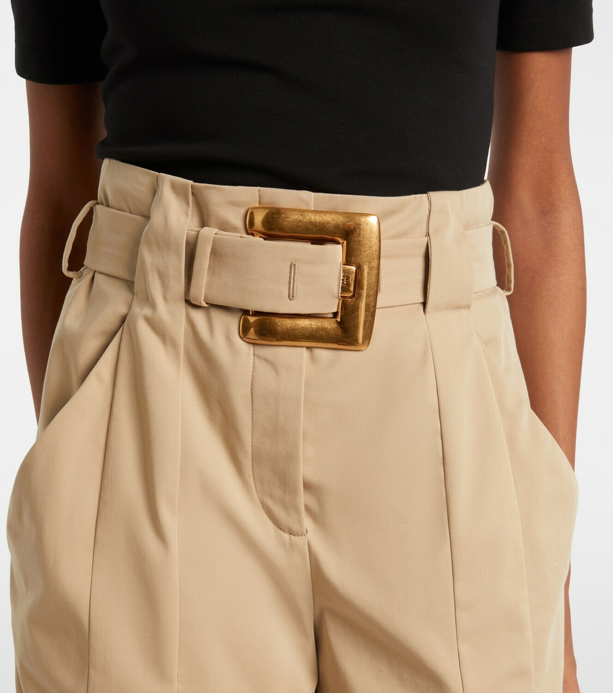 Balmain Belted cotton gabardine shorts