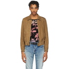 Saint Laurent Tan Leather Zipped Lyon Jacket