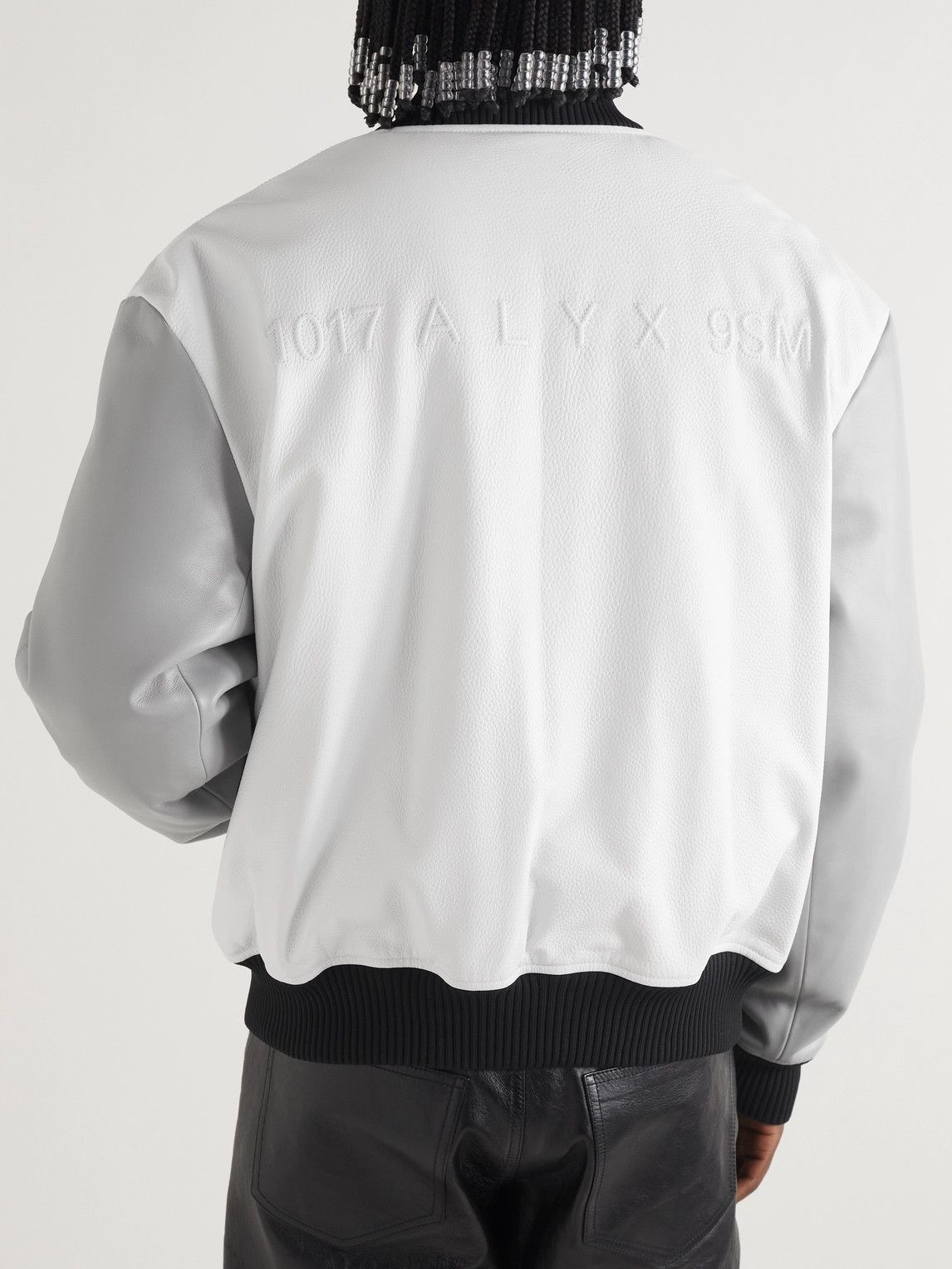 ALYX 9SM   Logo Embroidered Panelled Leather Bomber Jacket