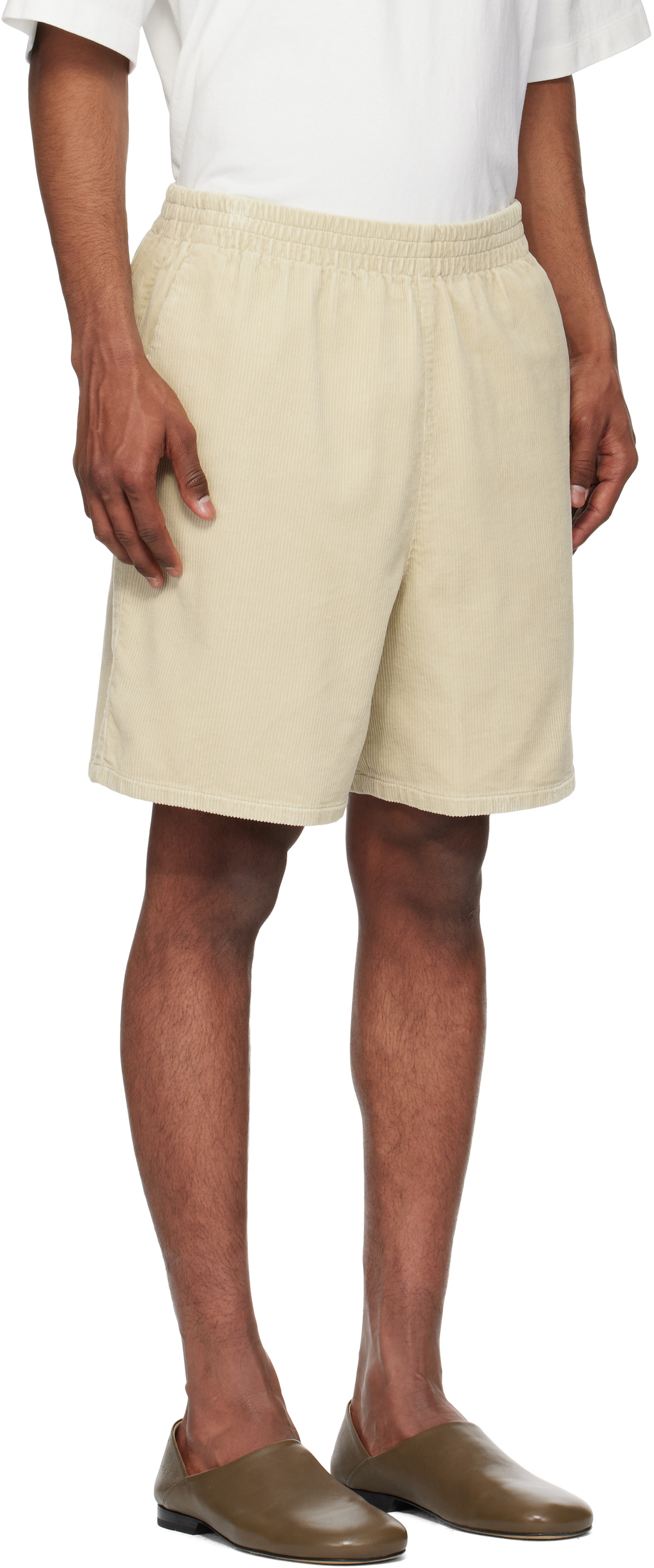 YLÈVE Beige Organic Cotton Corduroy Shorts