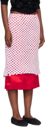Comme des Garçons Red & Pink Tulle Braided Mesh Midi Skirt