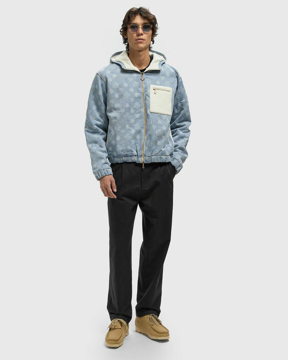 Casablanca CASHMERE TERRY/ DENIM REVERSIBLE JACKET Blue Mens Denim Jacket