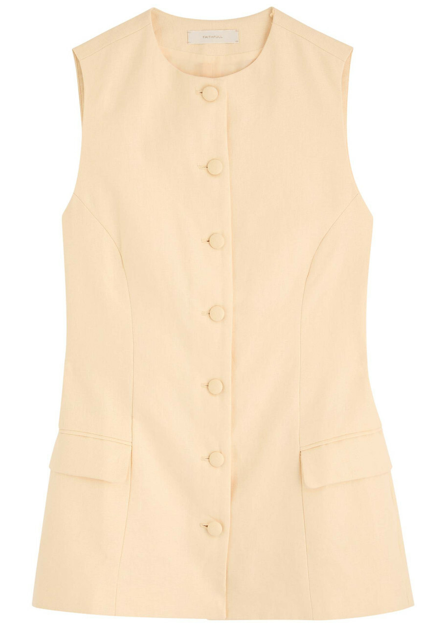 Faithfull The Brand Jane Linen Waistcoat Yellow