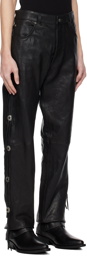 GUESS USA Black Flare Leather Trousers