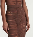 Alex Perry Ruched mesh midi skirt