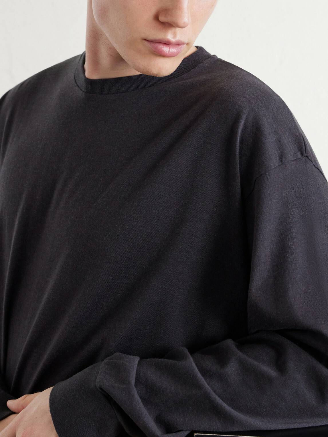 A.PRESSE - Cotton and Cashmere-Blend T-Shirt - Gray