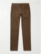 Purdey - Slim-Fit Straight-Leg Cotton-Blend Twill Trousers - Brown