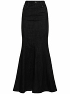 SELF-PORTRAIT - Flared Cotton Denim Maxi Skirt
