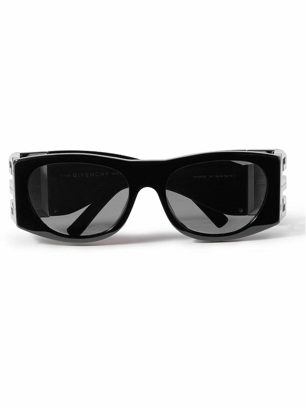 Photo: Givenchy - Rectangular-Frame Silver-Tone and Acetate Sunglasses