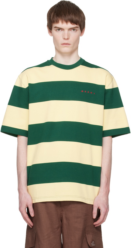 Photo: Marni Green & Yellow Maxi-Stripe Cotton T-shirt