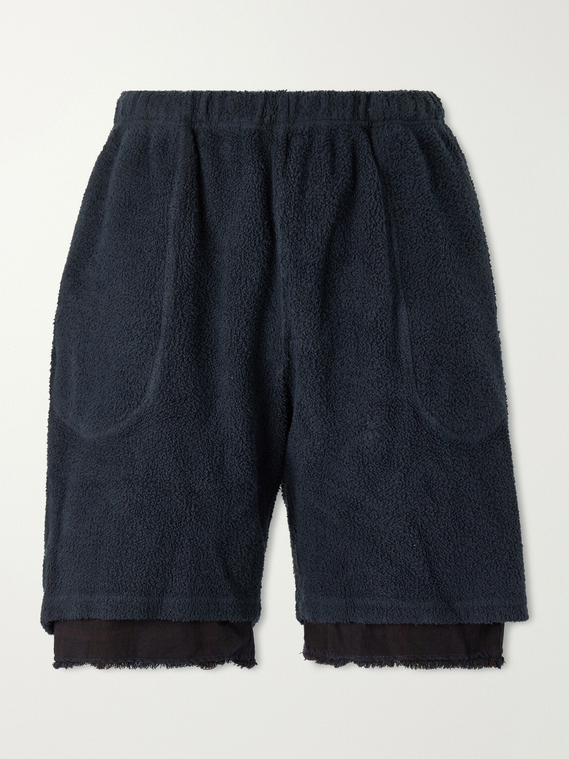 Les Tien - Straight-Leg Cotton-Fleece Drawstring Shorts - Black