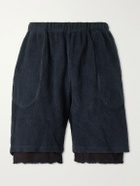Les Tien - Straight-Leg Cotton-Fleece Drawstring Shorts - Black
