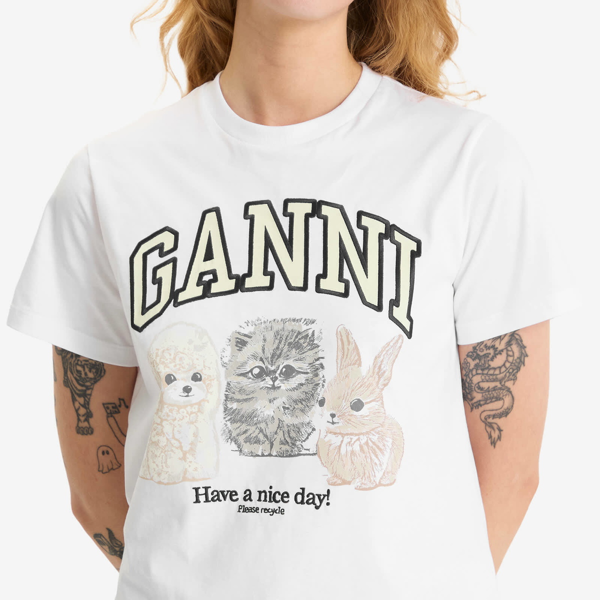 GANNI Women's Basic Cotton Jersey Animals Relaxed T-Shirt in
