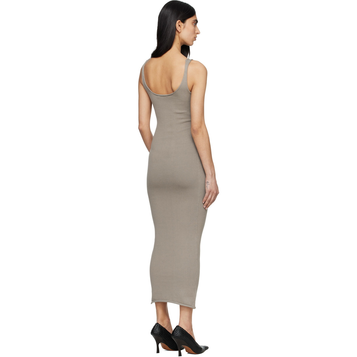 Entire Studios Gray Raw Knit Midi Dress