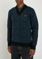 Fred Perry Blackwatch Tartan Wool-blend Jumper Navy