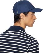 Balmain Navy Cotton College Emblem Cap
