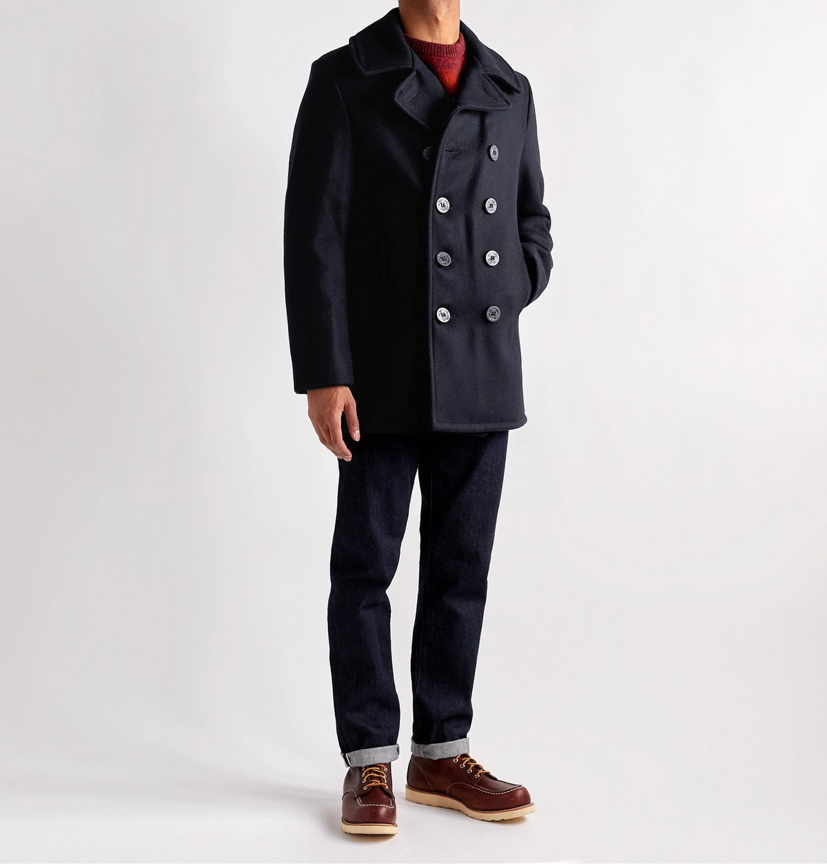 Schott - Melton Wool-Blend Peacoat - Blue Schott