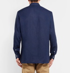 Rubinacci - Slim-Fit Cutaway-Collar Linen Shirt - Men - Navy