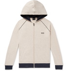 Hugo Boss - Mélange Stretch-Cotton Jersey Zip-Up Hoodie - Beige