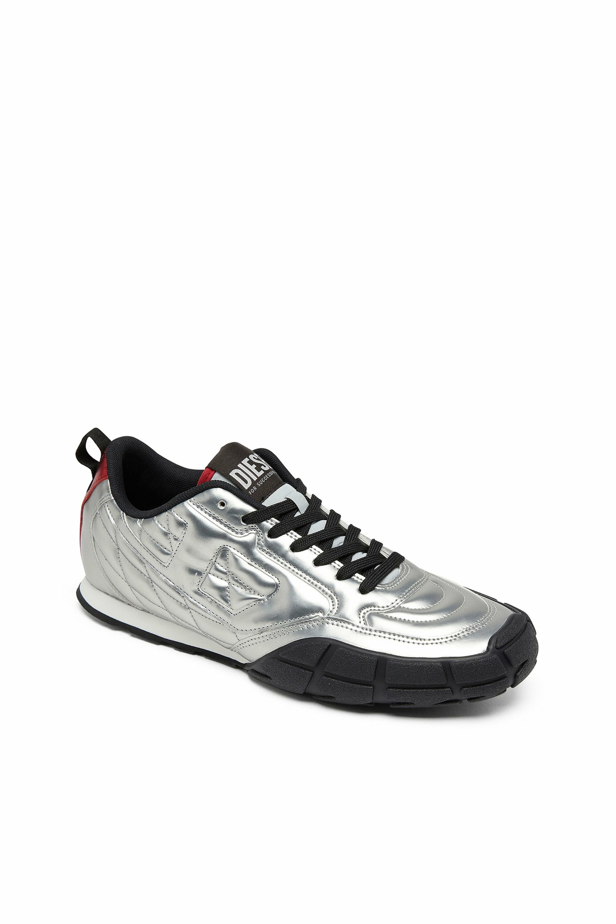 Diesel S-Pagodha-Quilted metallic sneakers - Sneakers Womens in Silver