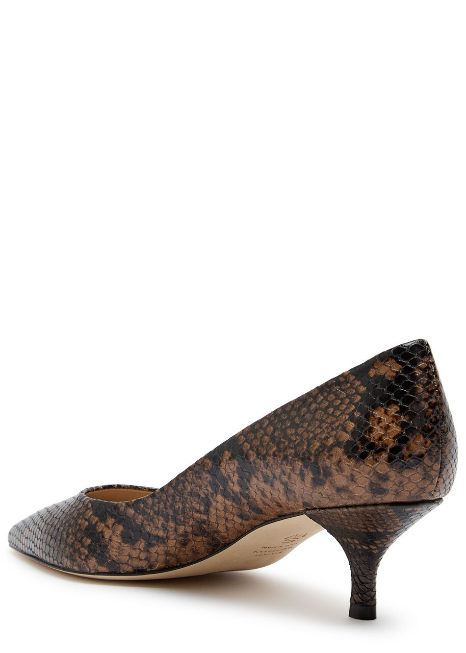 Stuart Weitzman Power 50 Python-effect Leather Pumps Beige