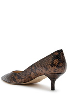 Stuart Weitzman Power 50 Python-effect Leather Pumps Beige