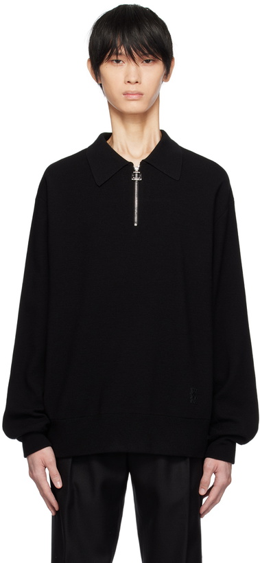 Photo: Wooyoungmi Black Half-Zip Polo