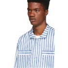 Wonders Blue and White Stripe Camp Pyjama Shirt
