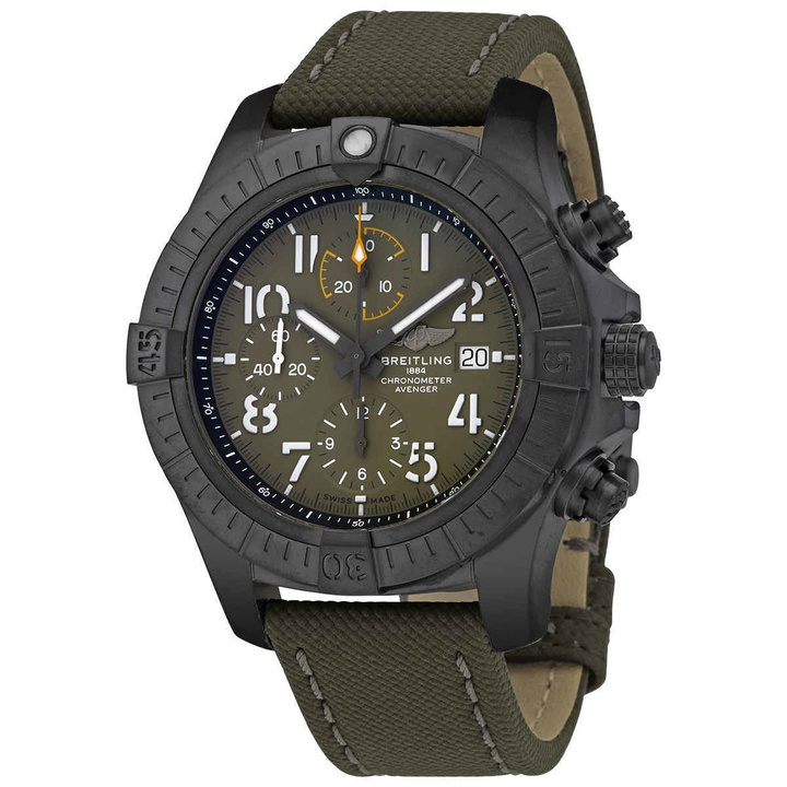 Photo: Breitling Avenger Night Mission Chronograph Automatic Chronometer Khaki Green Dial Mens Watch V13317101L1X2