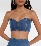 Mônot Strapless denim crop top