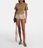 Blumarine Draped leopard-print cotton shorts