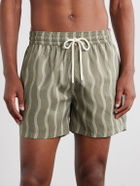 Frescobol Carioca - Rio Linen Blend Cabana Wave -Print Swim Short - Green
