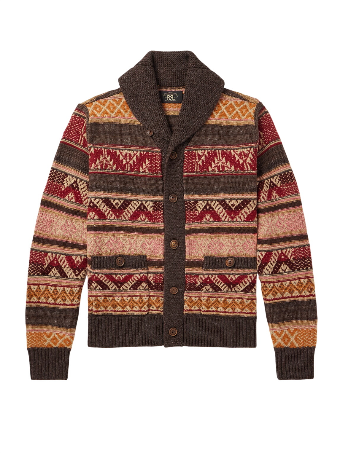RRL - Shawl-Collar Jacquard-Knit Wool Zip-Up Cardigan - Green RRL