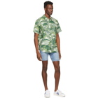Levis Off-White and Green Tropical Fern Sunset One Pocket Short Sleeve Shirt