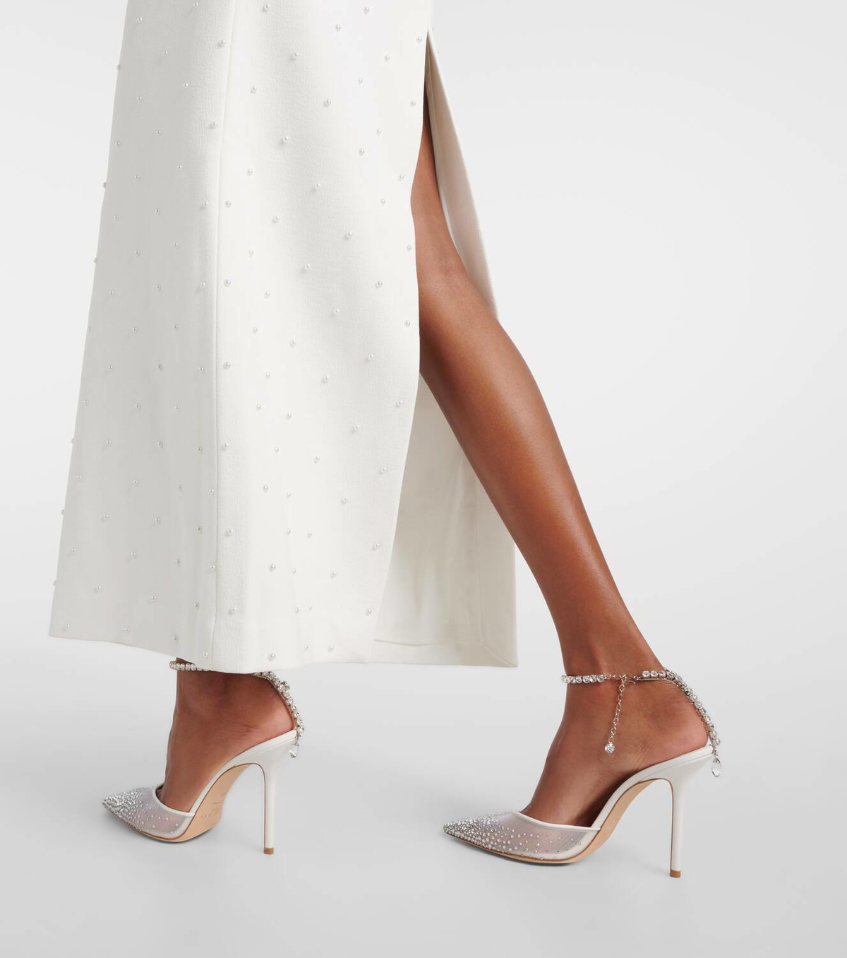Jimmy Choo Saeda 100 embellished satin pumps Jimmy Choo