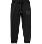 Maison Margiela - Tapered Leather-Appliquéd Organic Loopback Cotton-Jersey Drawstring Sweatpants - Black
