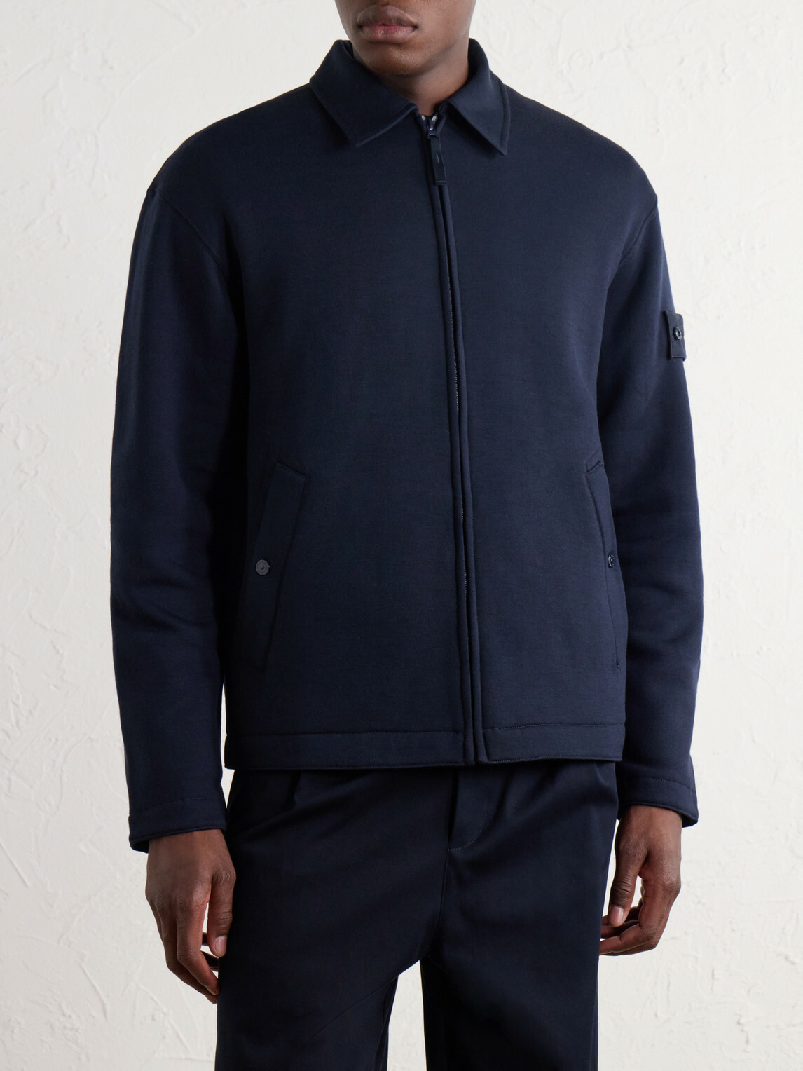 Stone Island - GHOST Wool and Cotton-Blend Zip-Up Sweater - Blue