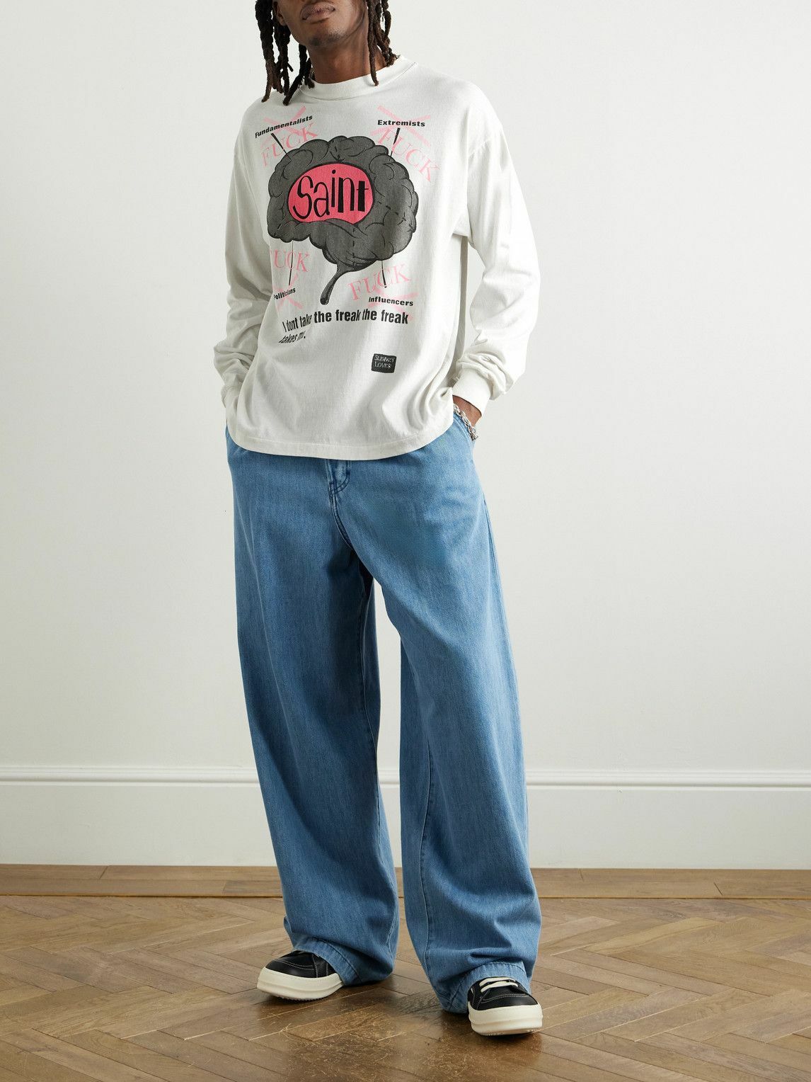 SAINT MXXXXXX - Saint Brain Logo-Print Cotton-Jersey T-Shirt