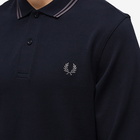 Fred Perry Authentic Men's Long Sleeve Twin Tipped Polo Shirt in Navy/Gun Metal