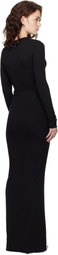 ÉTERNE Black Long Sleeve Crewneck Maxi Dress